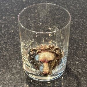 EUC Arthur Court Lion Head Safari Line Lowball Double Old Fashioned Glass